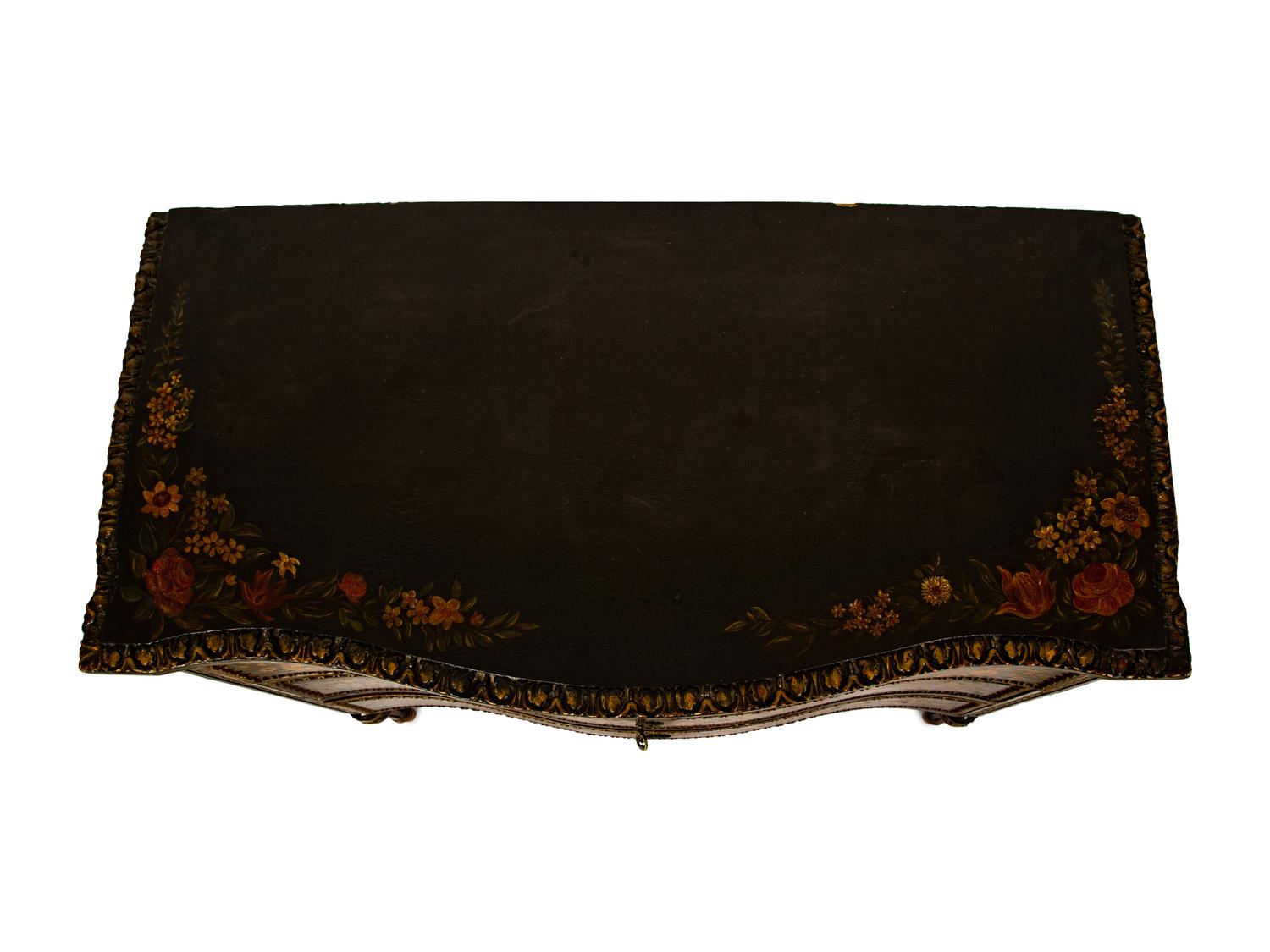 A Continental Louis XVI Style Floral Painted Commode