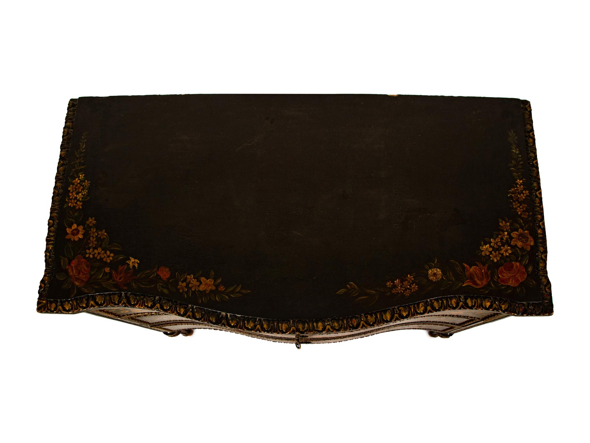 A Continental Louis XVI Style Floral Painted Commode