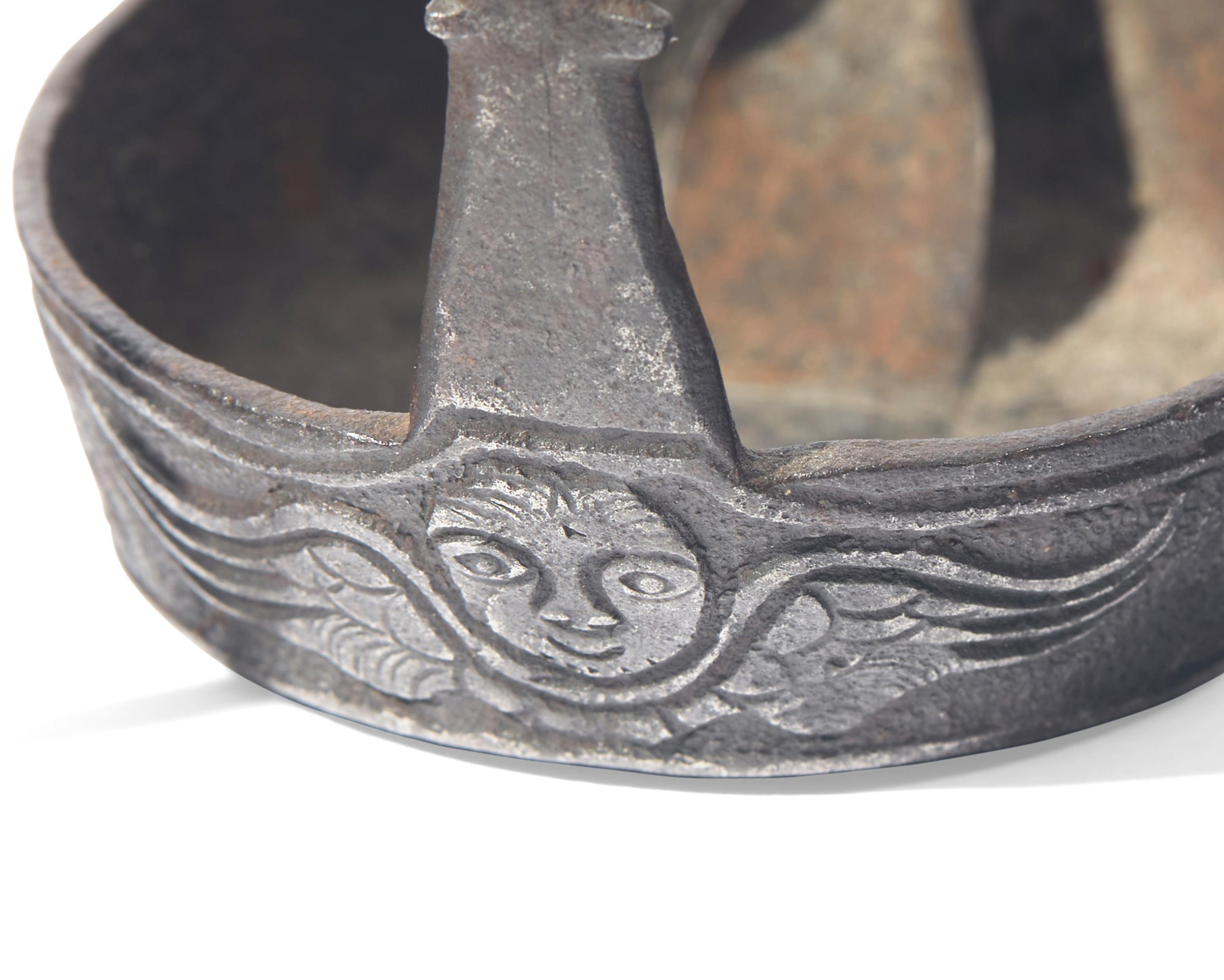 Two Wrought Iron Fat Lamps, American and European, 18th Century