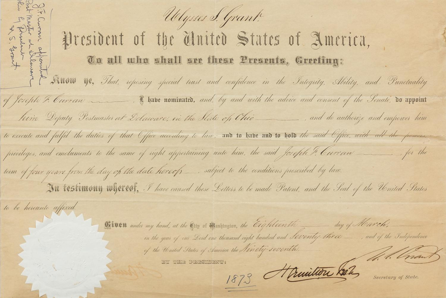 GRANT, Ulysses S. (1822-1885)