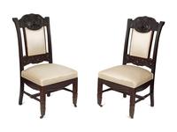Four Victorian Carved Carved and Stained Oak Side Chairs — 19TH/20TH CENTURY