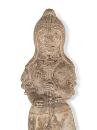 A Chinese Pottery Figure of a Warrior, Possibly Tang 或爲唐 陶將軍俑