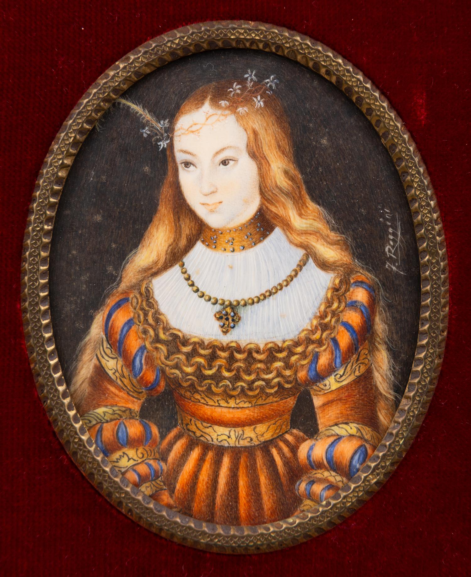 A Collection of Nine Framed Italian Miniature Portraits