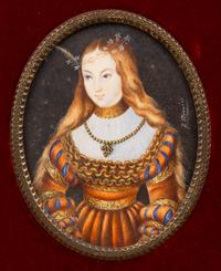 A Collection of Nine Framed Italian Miniature Portraits