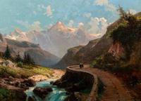 Two Figures by a Mountain River