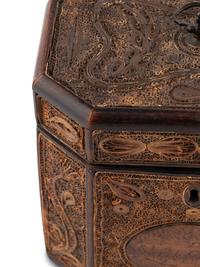 A George III Rolled Paper Tea Caddy and A Basket Splint Guide