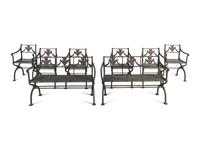 A Neoclassical Cast Iron Eight-Piece Garden Suite