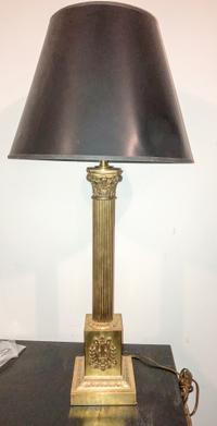 A Neoclassical Brass Table Lamp Height overall 34 inches. — 20TH CENTURY