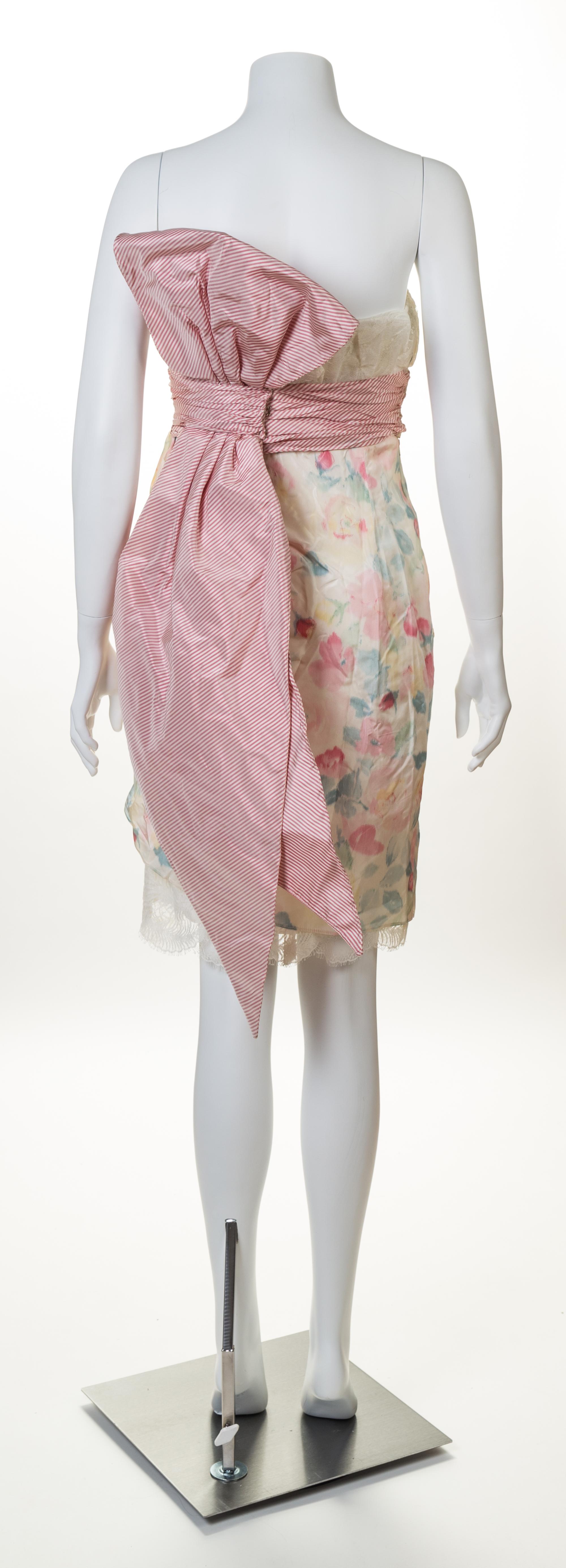 A Bernard Perris Silk Floral Strapless Dress Ensemble, Size 40.