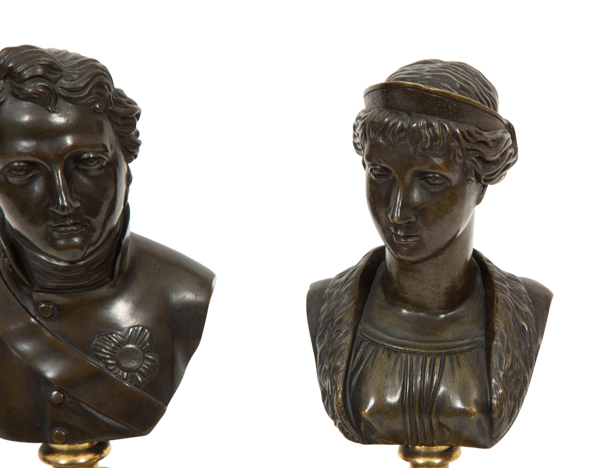 A Pair of Bronze Busts of Tsar Alexander I and Elizabeth Alexeievna