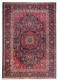 A Tabriz Wool Rug 9 feet 4 1/2 inches x 6 feet 8 1/4 inches.