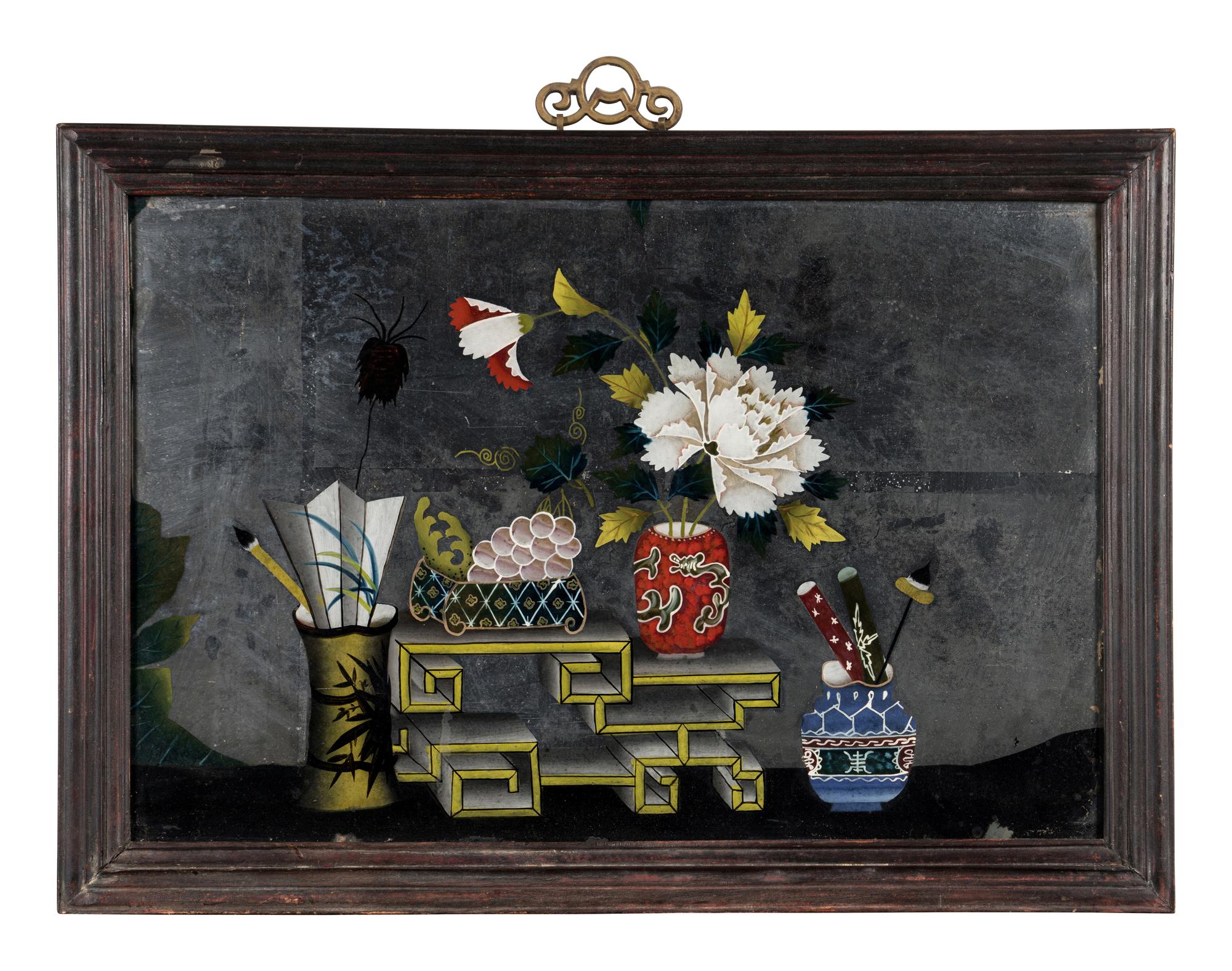 A Pair of Chinese Reverse Glass Paintings