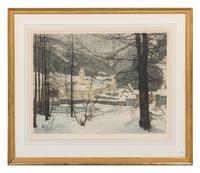 Luigi Kasimir, (American/Austrian, 1881-1962), Old Castle Persenberg, Austria; Old Monastery in Lilienfield, Austrian Alps and Opera in