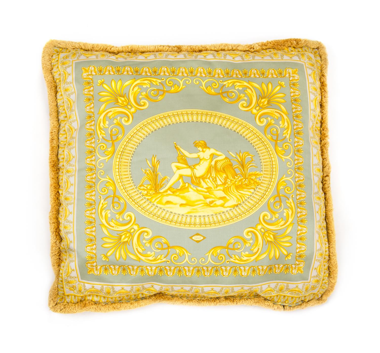A Gianni Versace Silk Pillow Cover, 25" x 25".