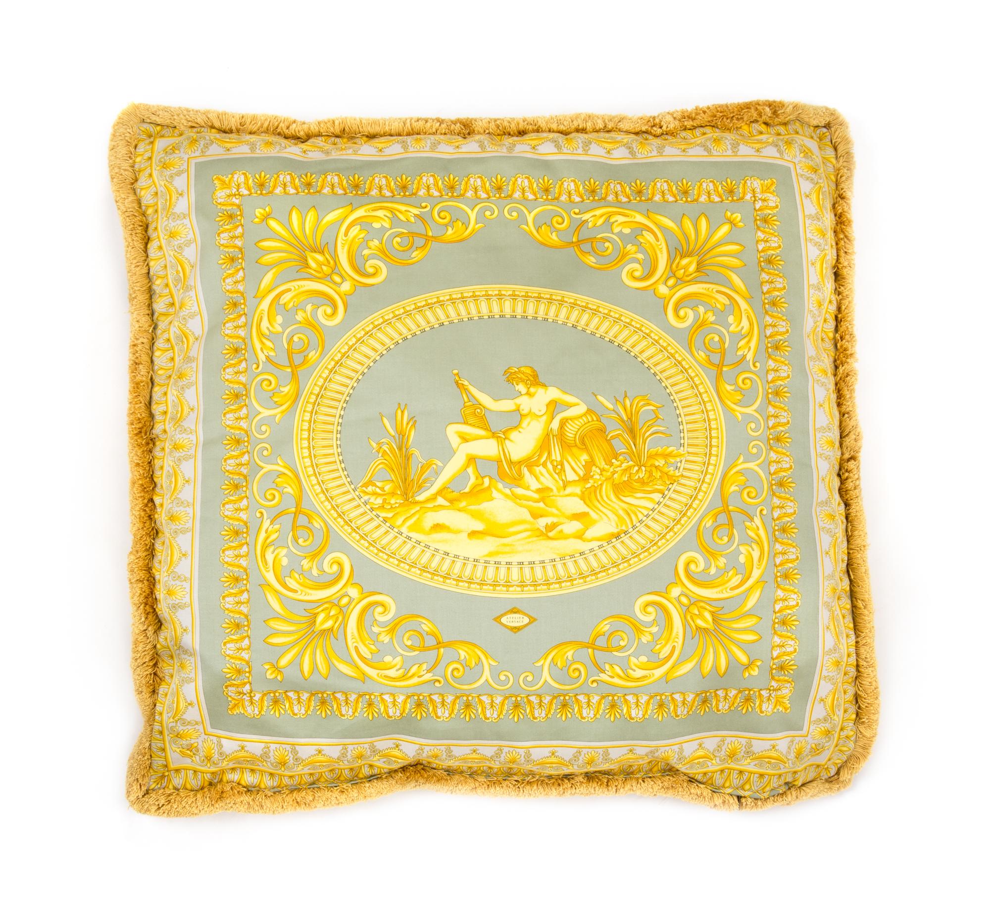 A Gianni Versace Silk Pillow Cover, 25" x 25".