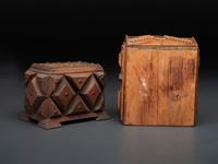 Two Miniature Tramp Art Chests