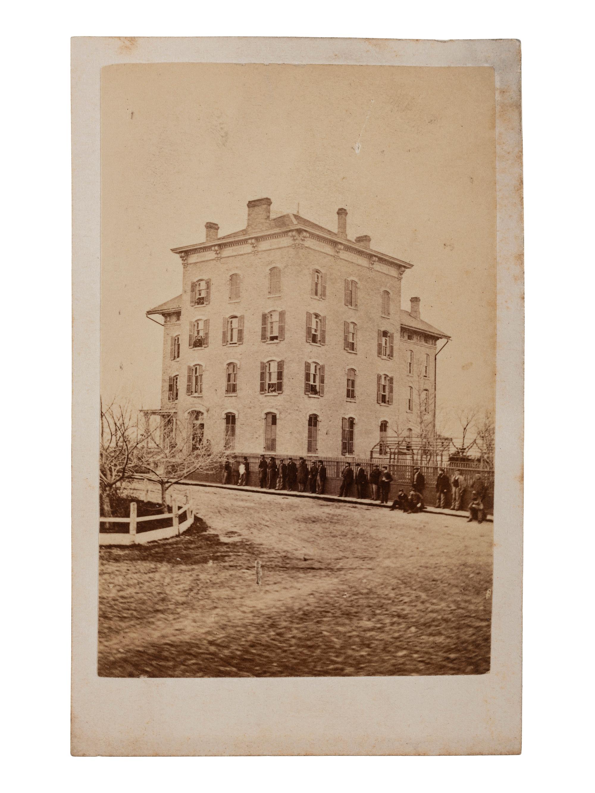 [CIVIL WAR] -- [LINCOLN, Abraham (1809-1865)]. A group of 4 CDVs highlighted by Lincoln portrait and rare view of the Soldiers' Home in Chicago, Illinois. Chicago: S.M. Fassett, ca late 1860s.