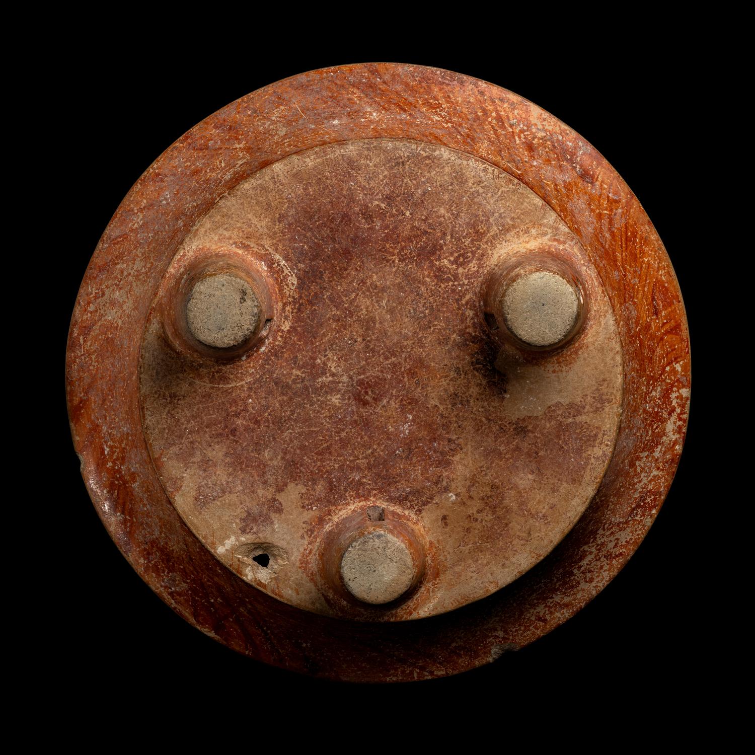 A Maya Polychrome Terracotta Tripod Plate with Gods and Glyphs