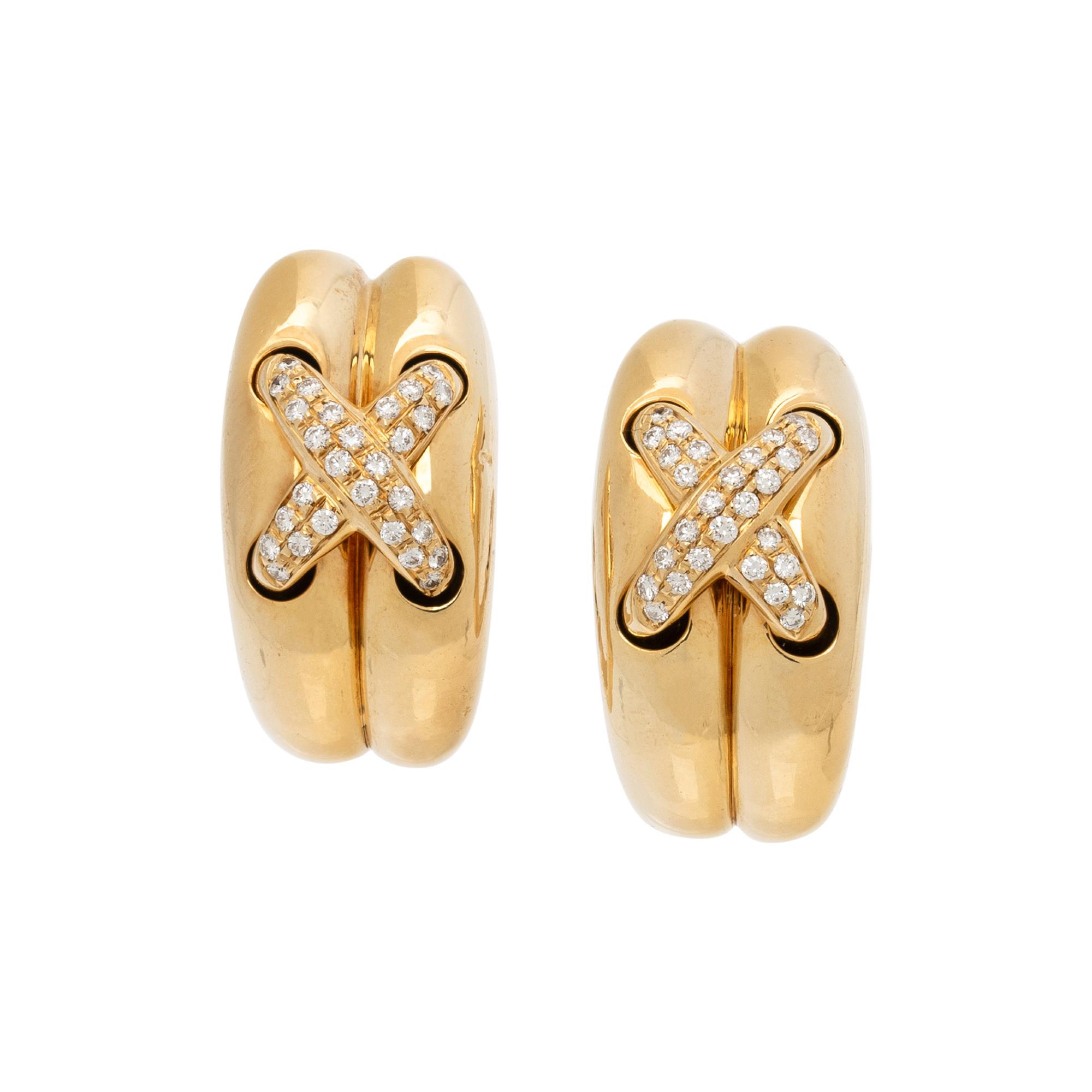CHAUMET, YELLOW GOLD AND DIAMOND 'LIENS' EARRINGS