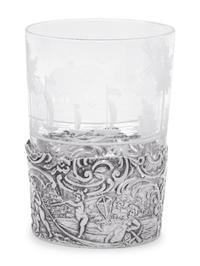 A Continental Silver Mounted Etched Glass Drink Service
