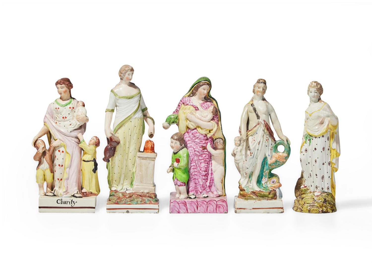A collection of ten Staffordshire figures, England, late 18th / early 19th century