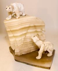 A Carved Onyx Figural Group Height 11 inches. — 20TH CENTURY