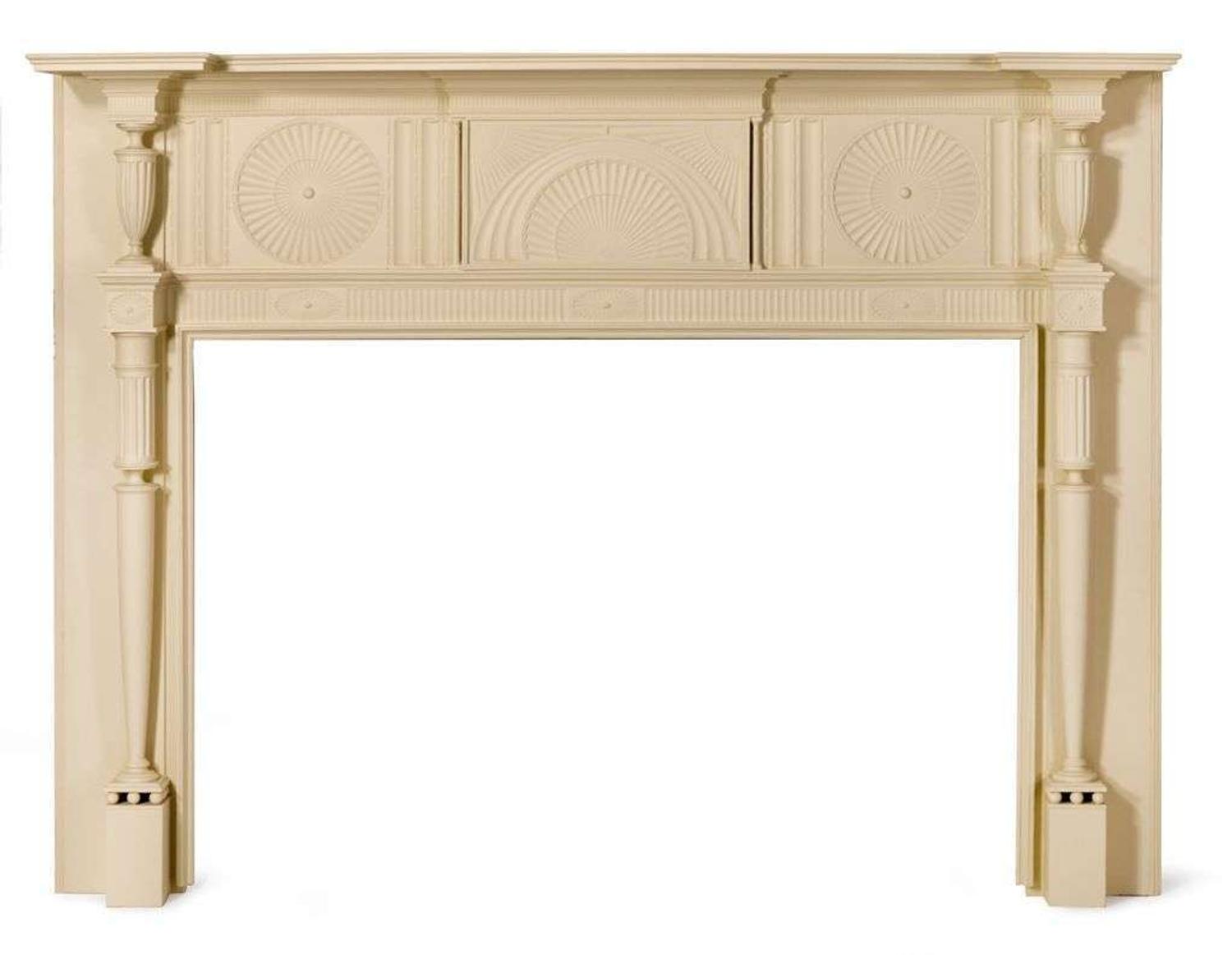 Classical painted and carved pine fireplace mantel new york, ny, circa 1815