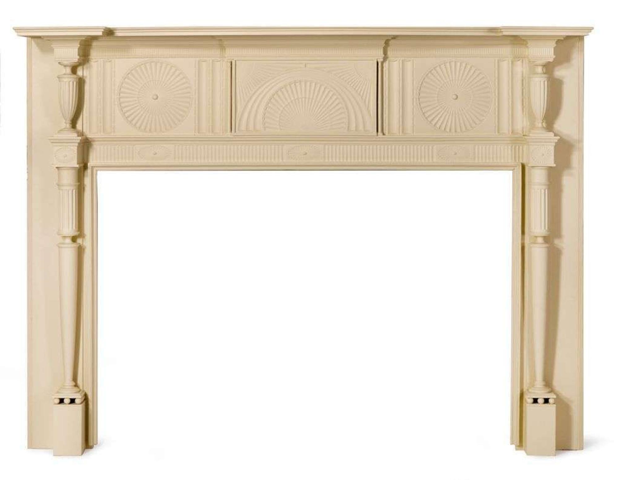 Classical painted and carved pine fireplace mantel new york, ny, circa 1815