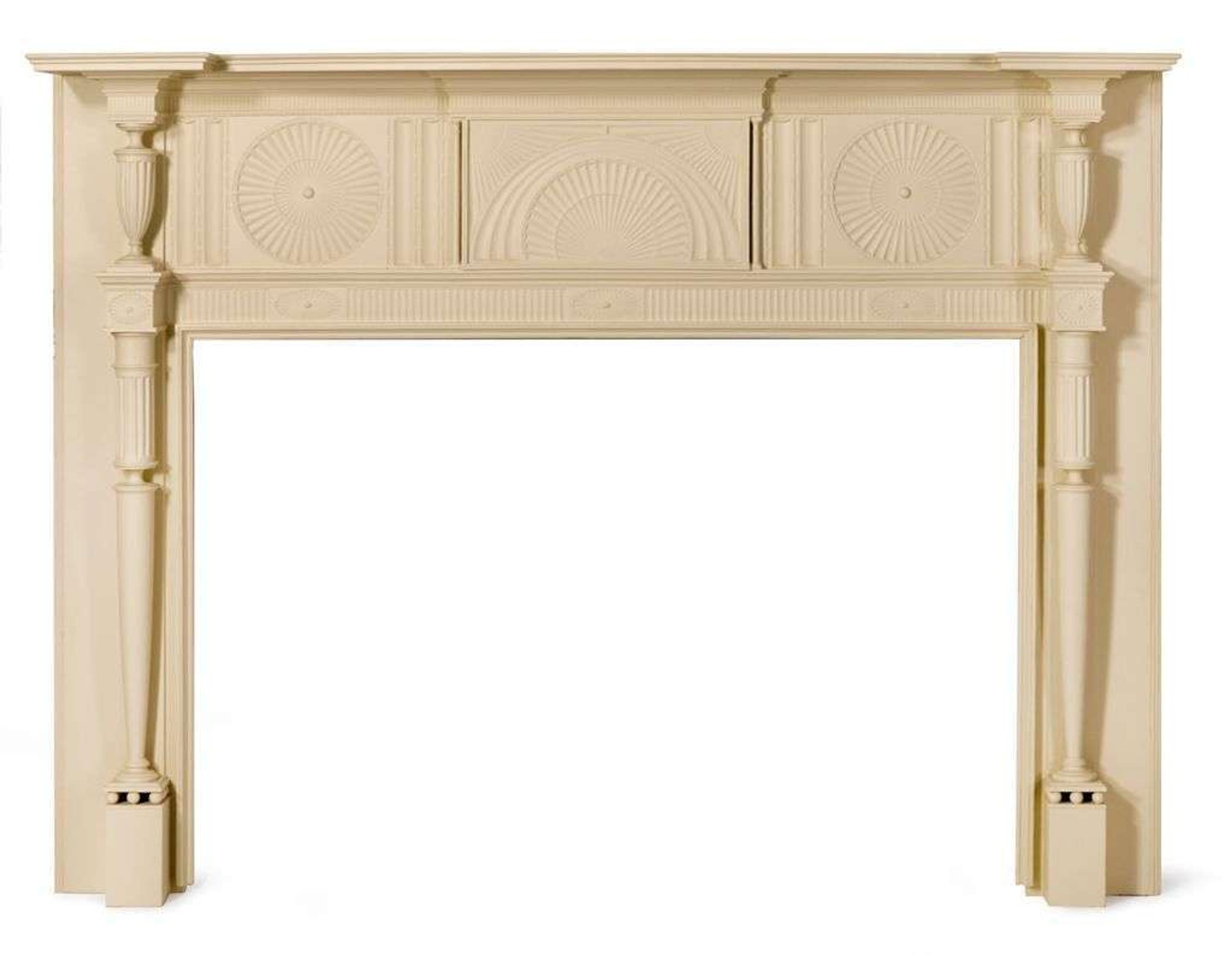 Classical painted and carved pine fireplace mantel new york, ny, circa 1815