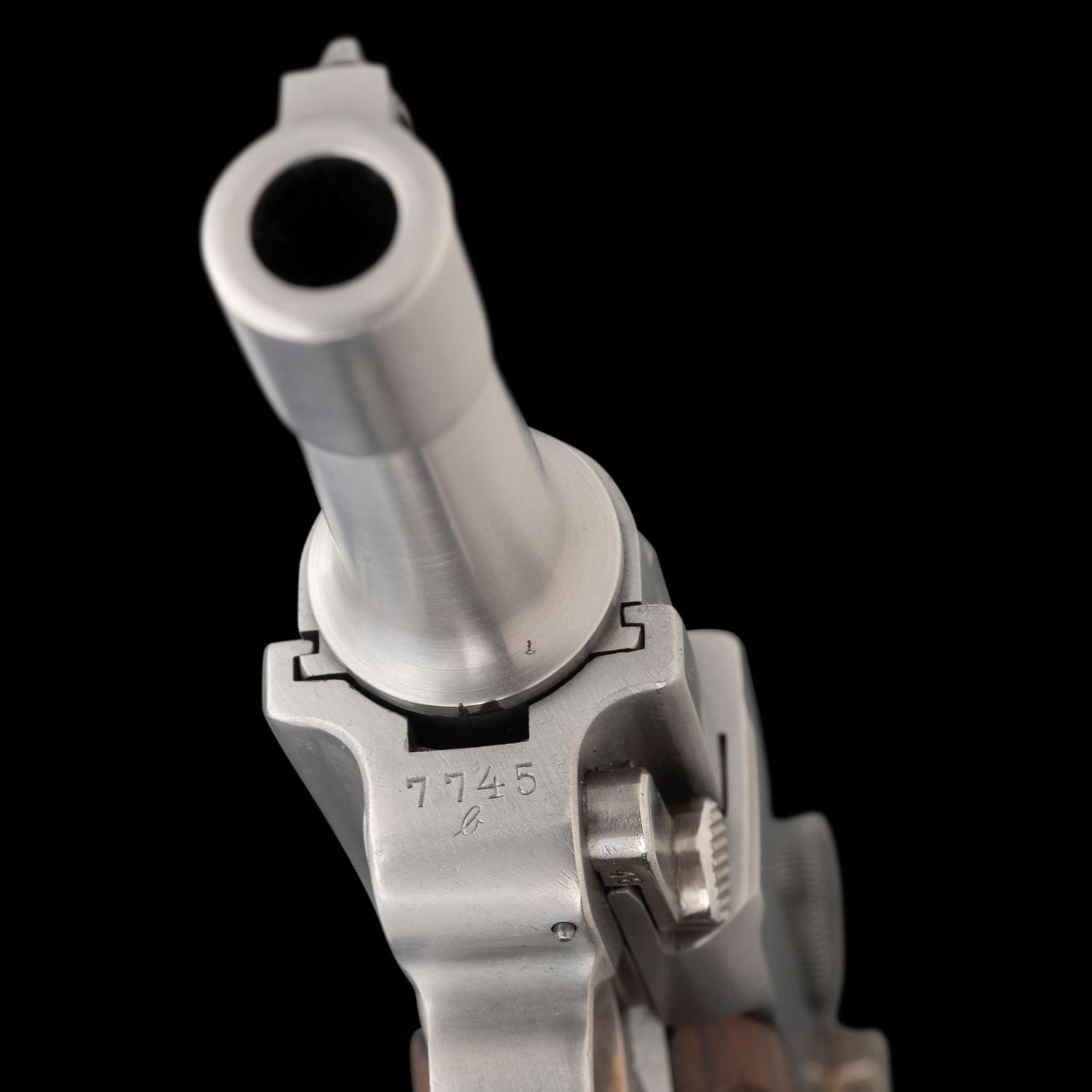 *Bright Finished John Martz Custom Baby Luger 9mm with Matching Stand