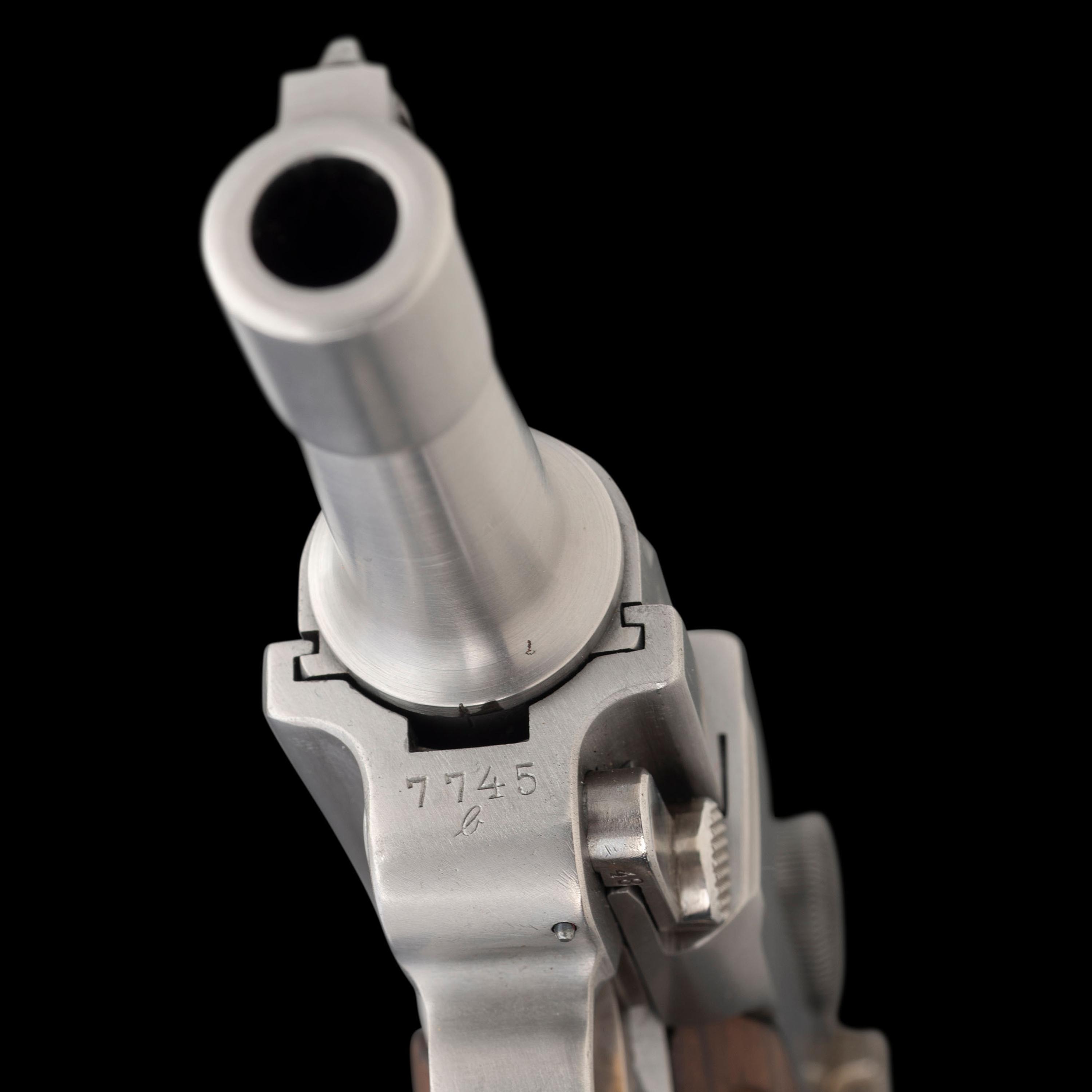 *Bright Finished John Martz Custom Baby Luger 9mm with Matching Stand
