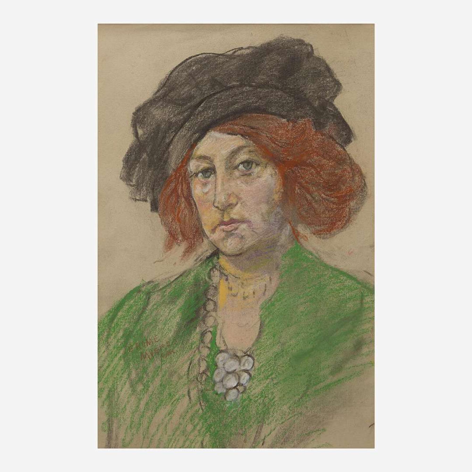 Jerome Myers (American, 1867-1940) Ethel with Red Hair and Black Tam