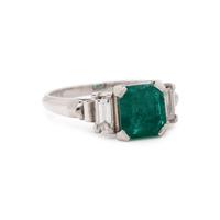 PLATINUM, EMERALD, AND DIAMOND RING