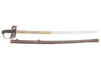 [CIVIL WAR]. Non-regulation Civil War Staff & Field officer's import sword "Peterson 75," based on the British 1854 pattern, with blade emblazoned with the Oregon Territorial Seal.