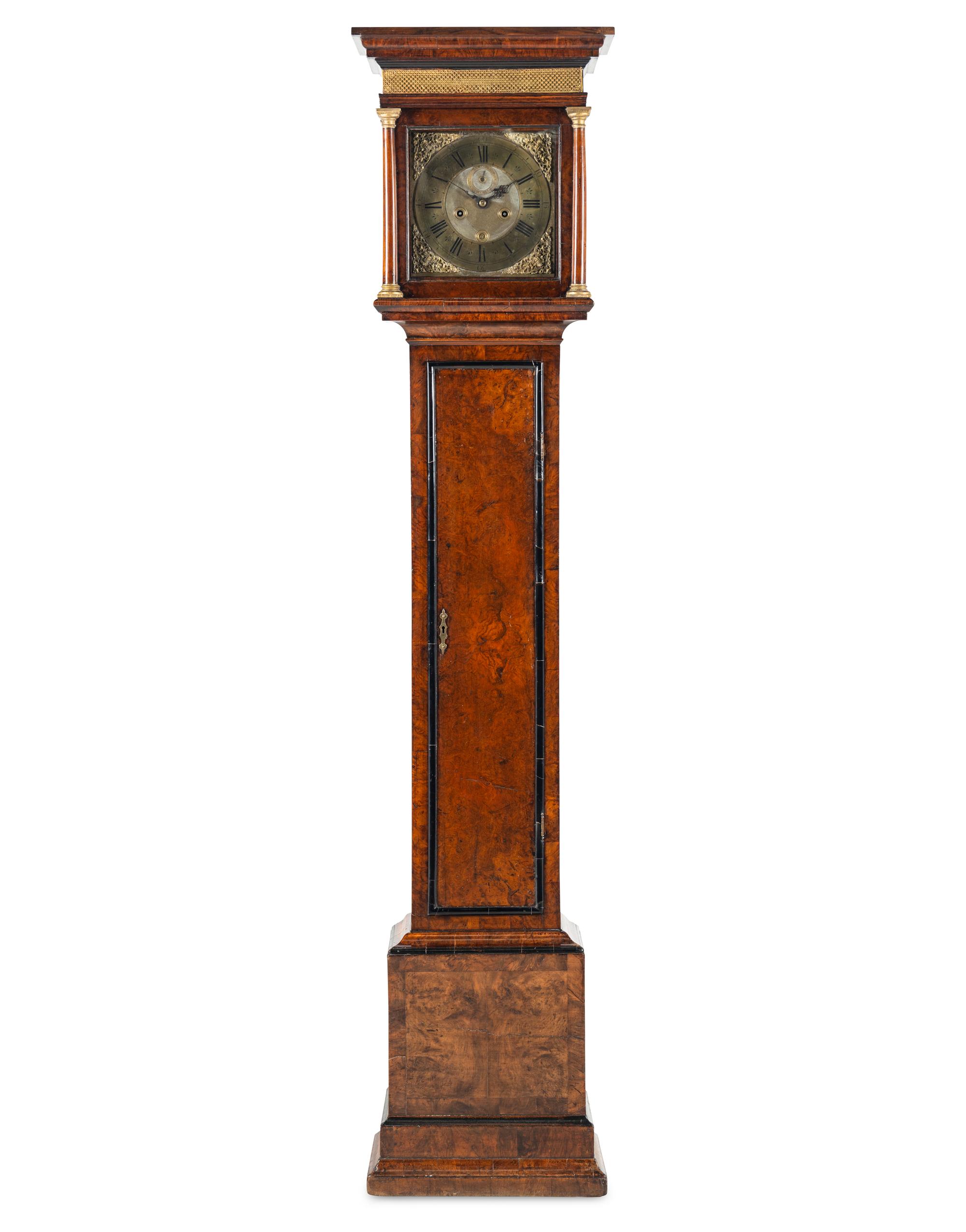 A William and Mary Burl Walnut Longcase Clock