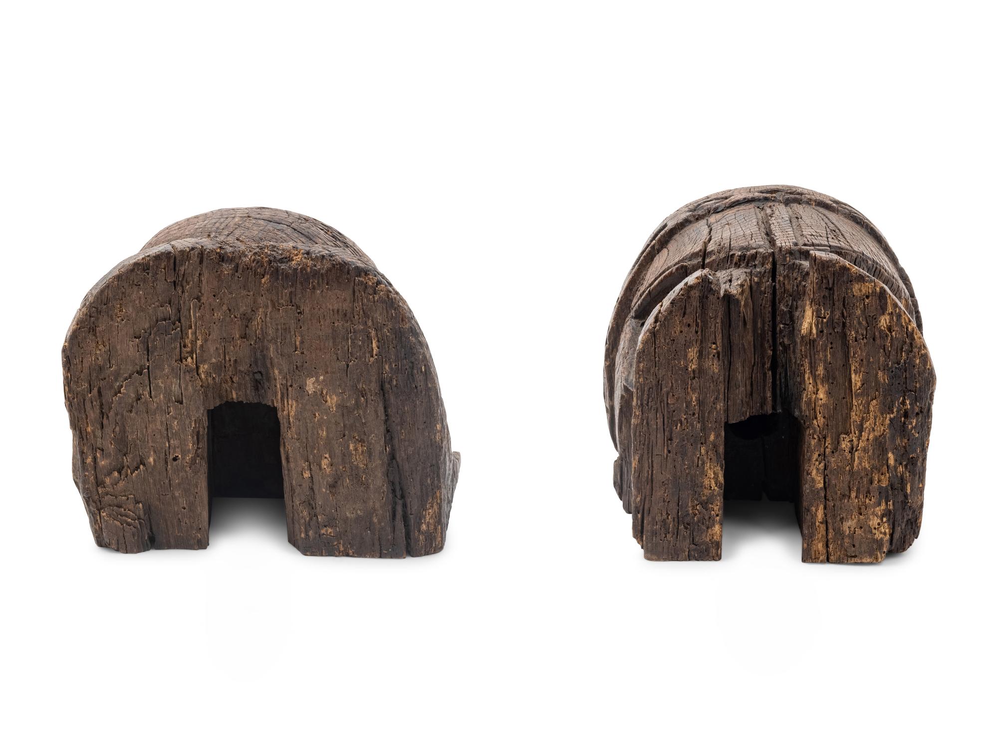 A Pair of Scottish Gothic Carved Oak Heads