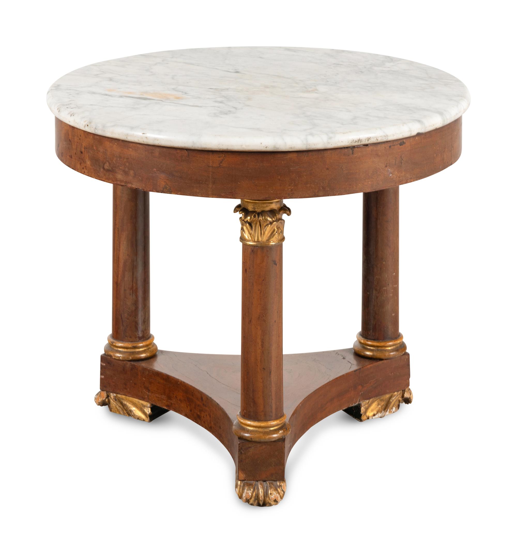 An Empire Style Gilt-Bronze Mounted Marble Top Guéridon