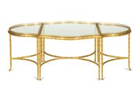 A French Three-Part Gilt Metal and Glass Coffee Table