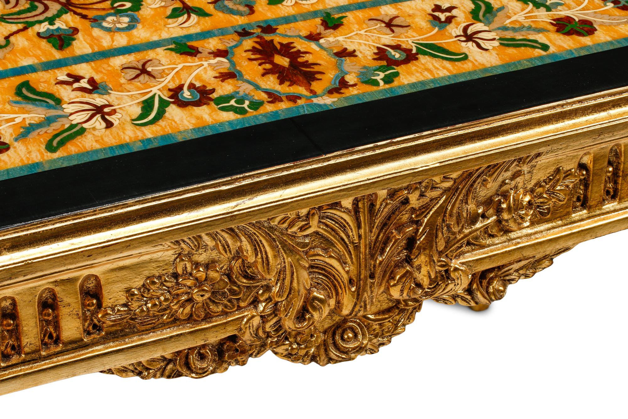 An Italian Giltwood and Scagliola Center Table