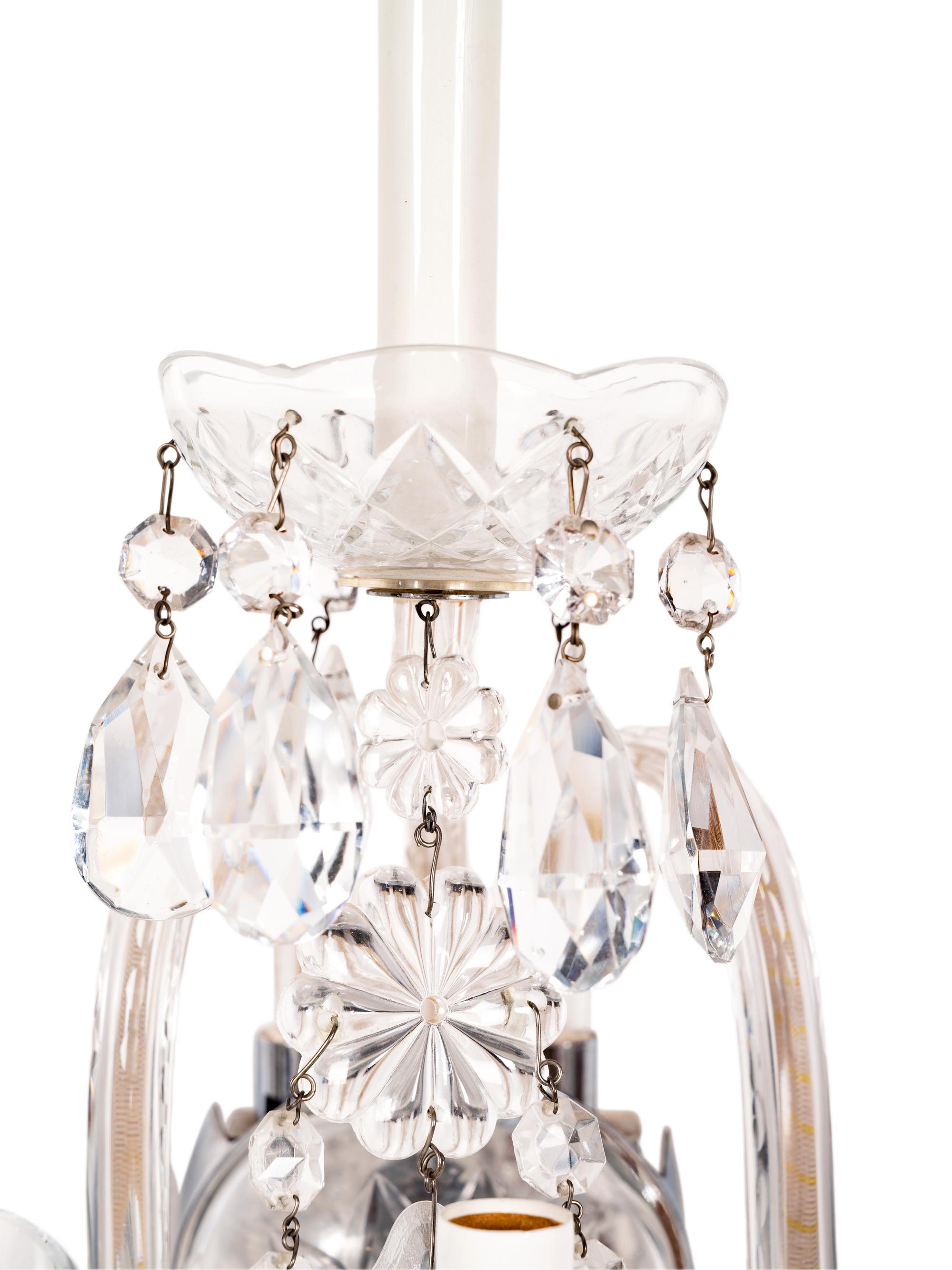 A Pair of Cut Glass Six-Light Sconces