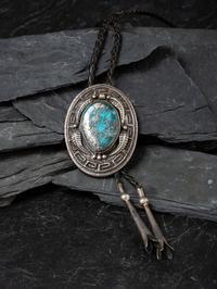 Tufa Cast Silver and Morenci Turquoise Bolo Tie