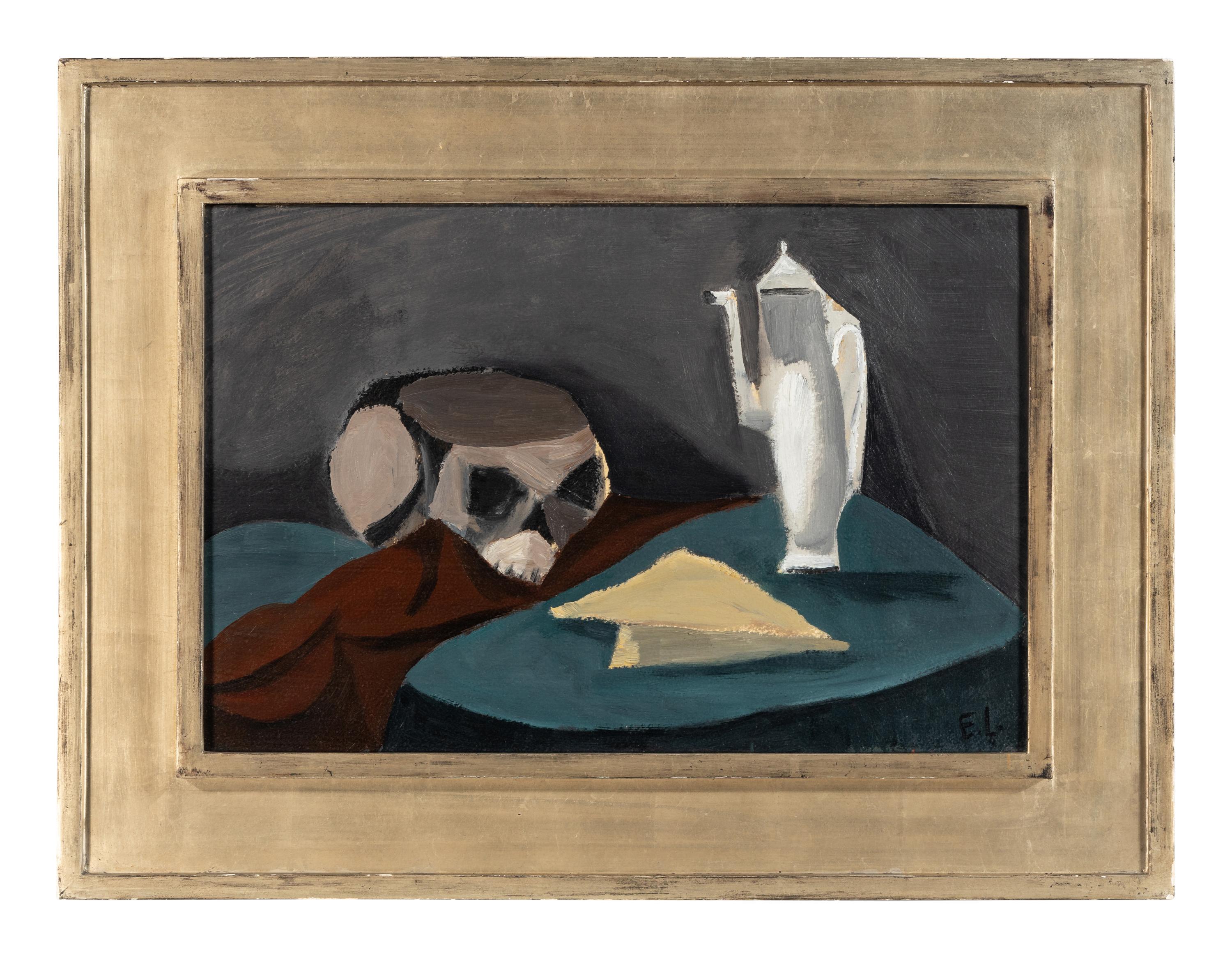 Tabletop Still Life with Skull, Pitcher, and Sheet