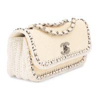 Chanel, Cream Python Flap Bag with Crocheted Trim