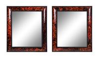 A Pair of Flemish Ripple Molded and Tortoise Shell Veneered Mirrors