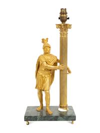 A Charles X Style Gilt Bronze Figural Table Lamp