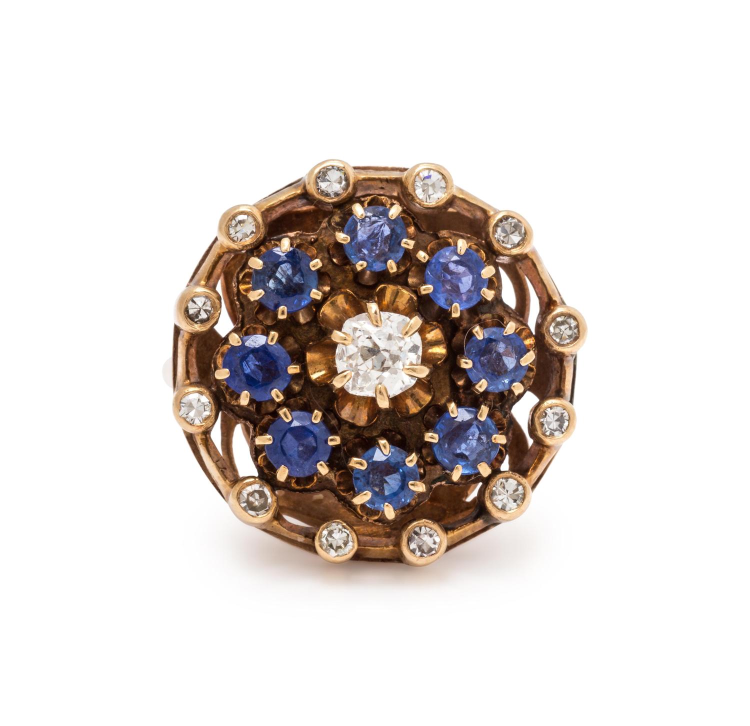 DIAMOND AND SAPPHIRE RING