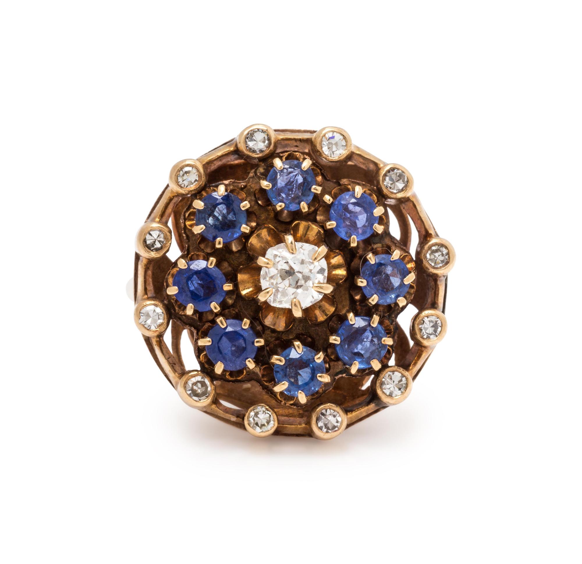 DIAMOND AND SAPPHIRE RING