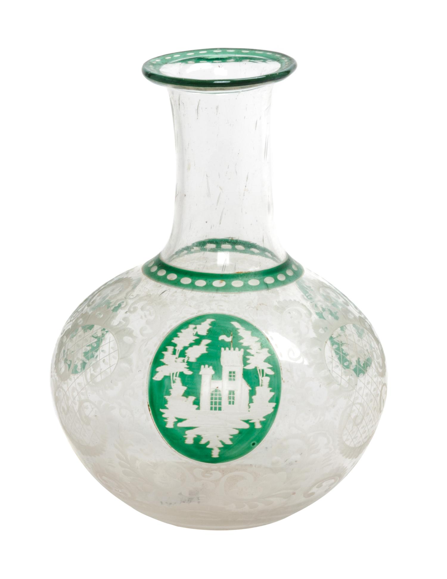 An Acid Cut Glass Vase Height 6 1/2 inches.