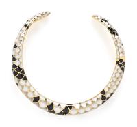 ANGELA CUMMINGS, YELLOW GOLD, BLACK JADE, AND MOTHER-OF-PEARL DEMI PARURE