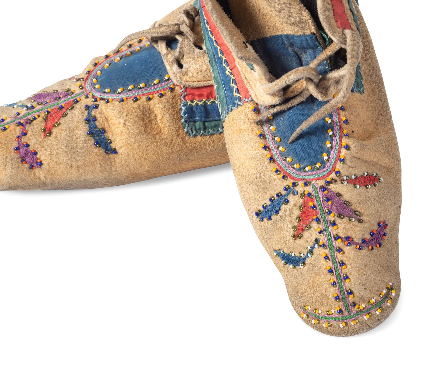 Anishinaabe Beaded Hide Moccasins
